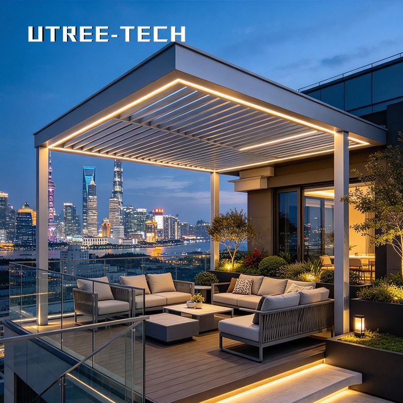 Pergola Alúmanam Dubh Le Soilse Dath