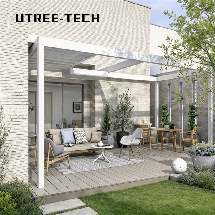 Black Aluminum Pergola With Color Lights factory